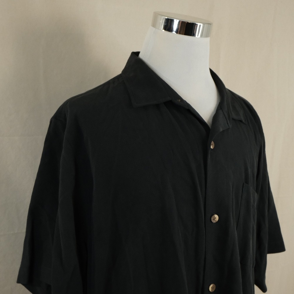 Tommy Bahama XXL Silk Blend Hawaiian Lounge Shirt Black Knit Camp Aloha Mens